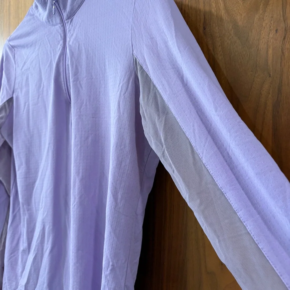 IBKUL Womens Lavender Purple Quarter Zip Performance Pullover Mesh Vent Top M - Picture 3 of 5